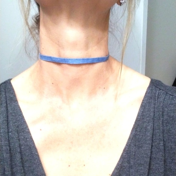 7 Denim Chokers  BOUTIQUE SUPPLY Bridesmaid Party Gifts Birthday Modern Necklace - Picture 2 of 6